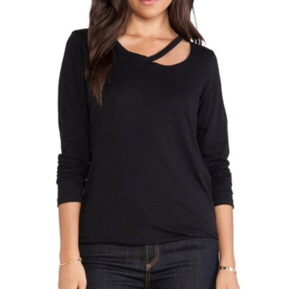 LNA Waffle Knit Henley Top Cut out Black Small Whimsigoth Casual Basic Punk